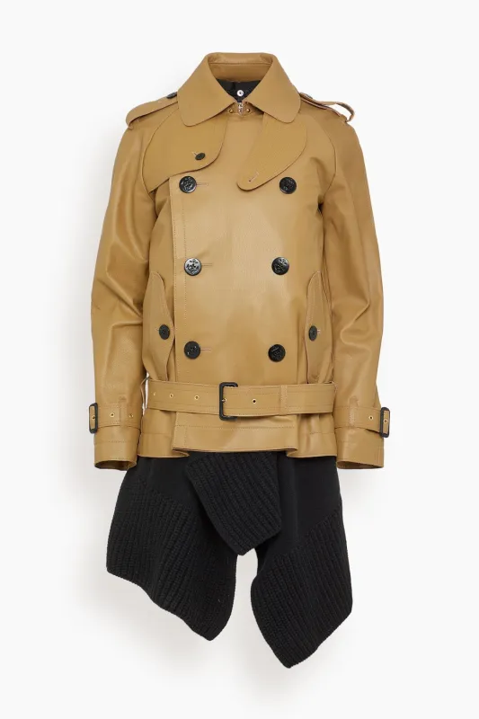 Leather Wool Knit Jacket in Beige/Black sold by Hampden Clothing