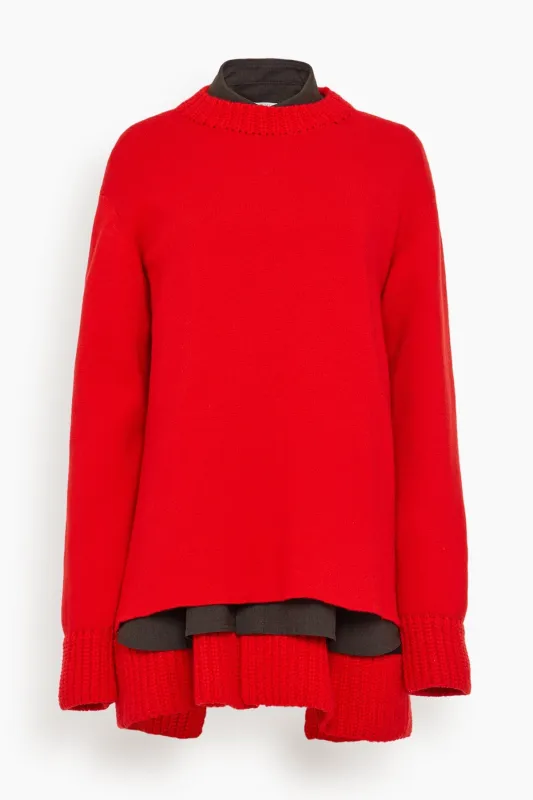Suiting Wool Knit Dress in Red/Brown made by Sacai