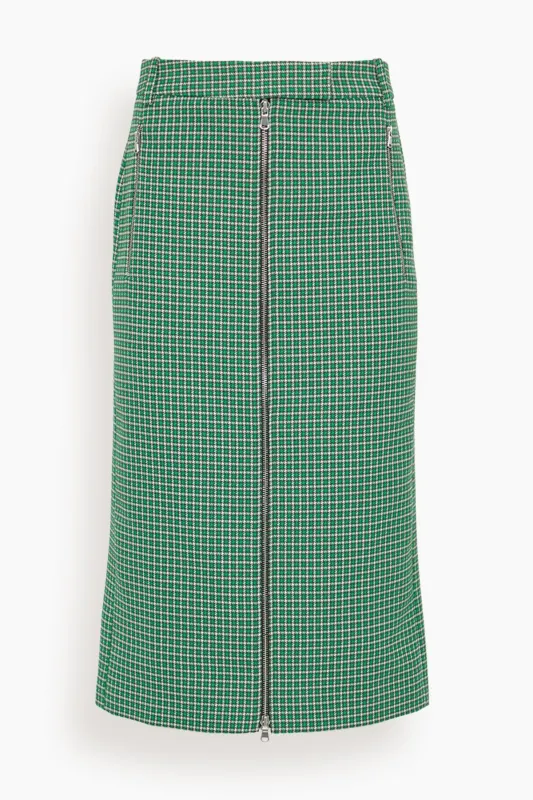 Leon Check Midi Trouser Zip Skirt in Green Multi sold by Hampden Clothing