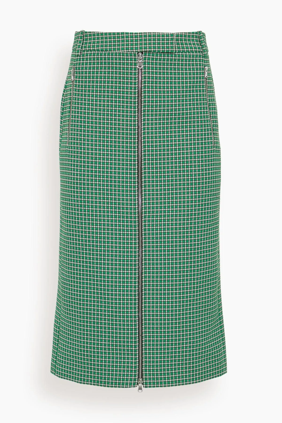 Leon Check Midi Trouser Zip Skirt in Green Multi sold by Hampden Clothing