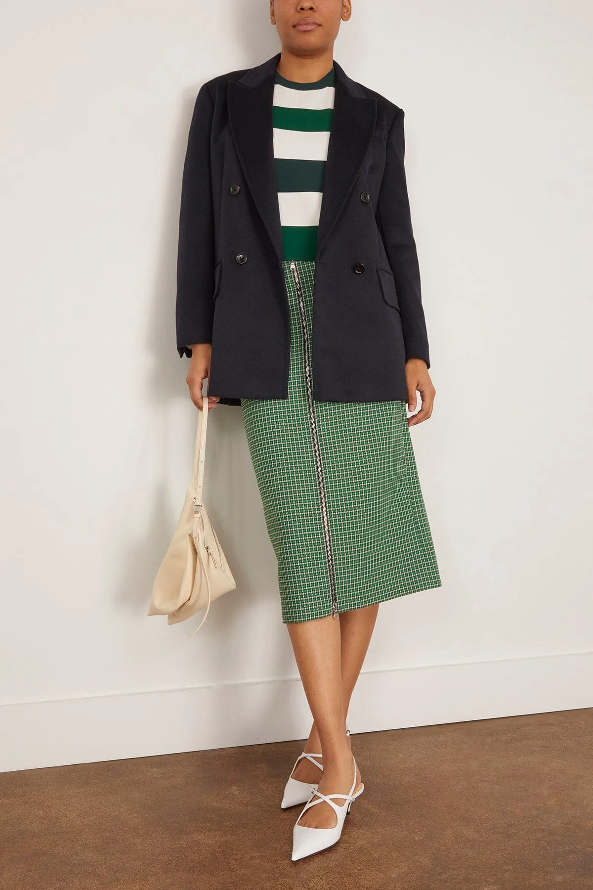 Leon Check Midi Trouser Zip Skirt in Green Multi sold by Hampden Clothing product image thumbnail 2