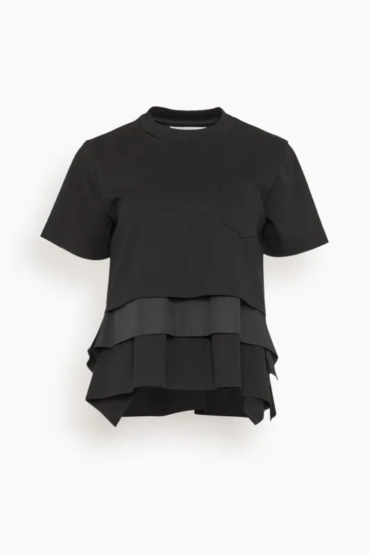 Poplin Cotton Jersey T-Shirt in Black sold by Hampden Clothing