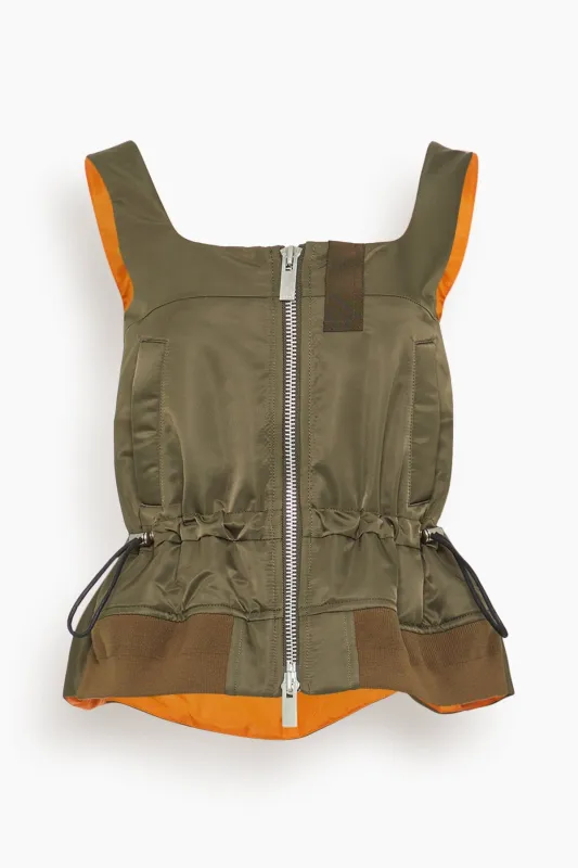 Nylon Twill Tank Top in Dark Khaki sold by Hampden Clothing