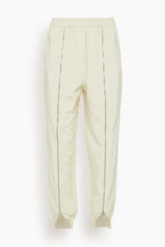 Nylon Zipper Jogger in Ivory sold by Hampden Clothing
