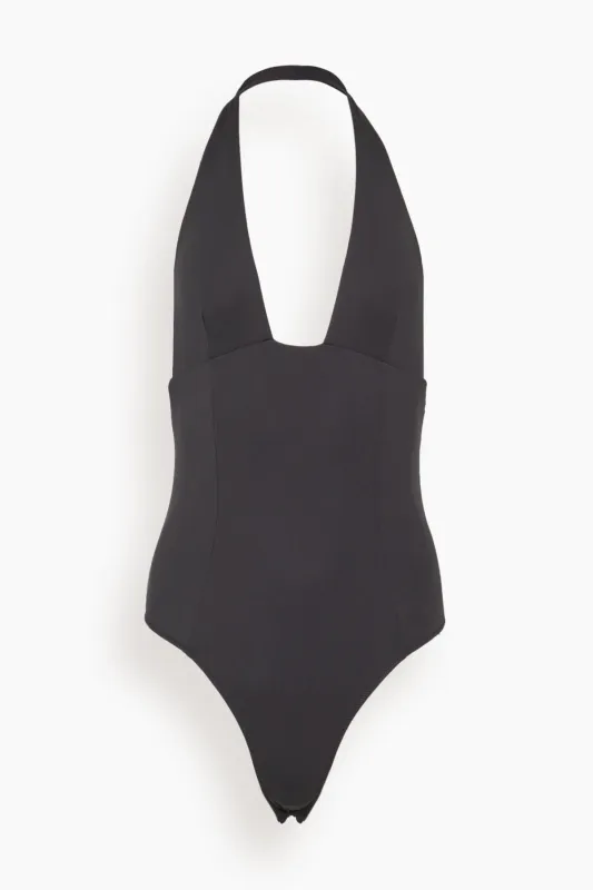 Echauffe Halter Bodysuit in Black made by Kiki de Montparnasse