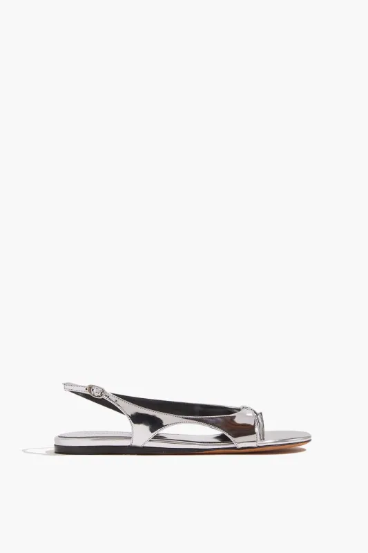 Slash Flat Thong Sandals in Silver sold by Hampden Clothing