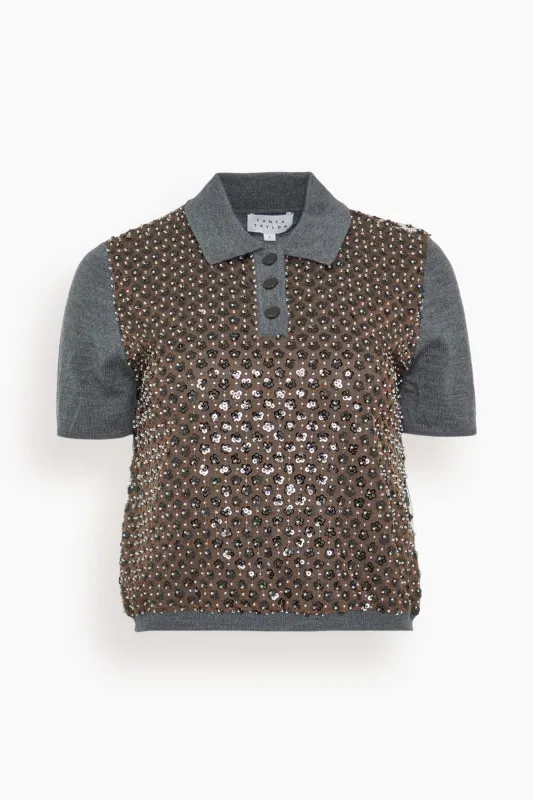 Camilla Knit Top in Dark Heather Grey/Bronze Multi sold by Hampden Clothing