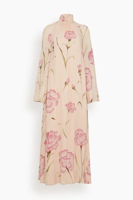 Macro Carnation Kaftan Dress in Rose sold by Hampden Clothing