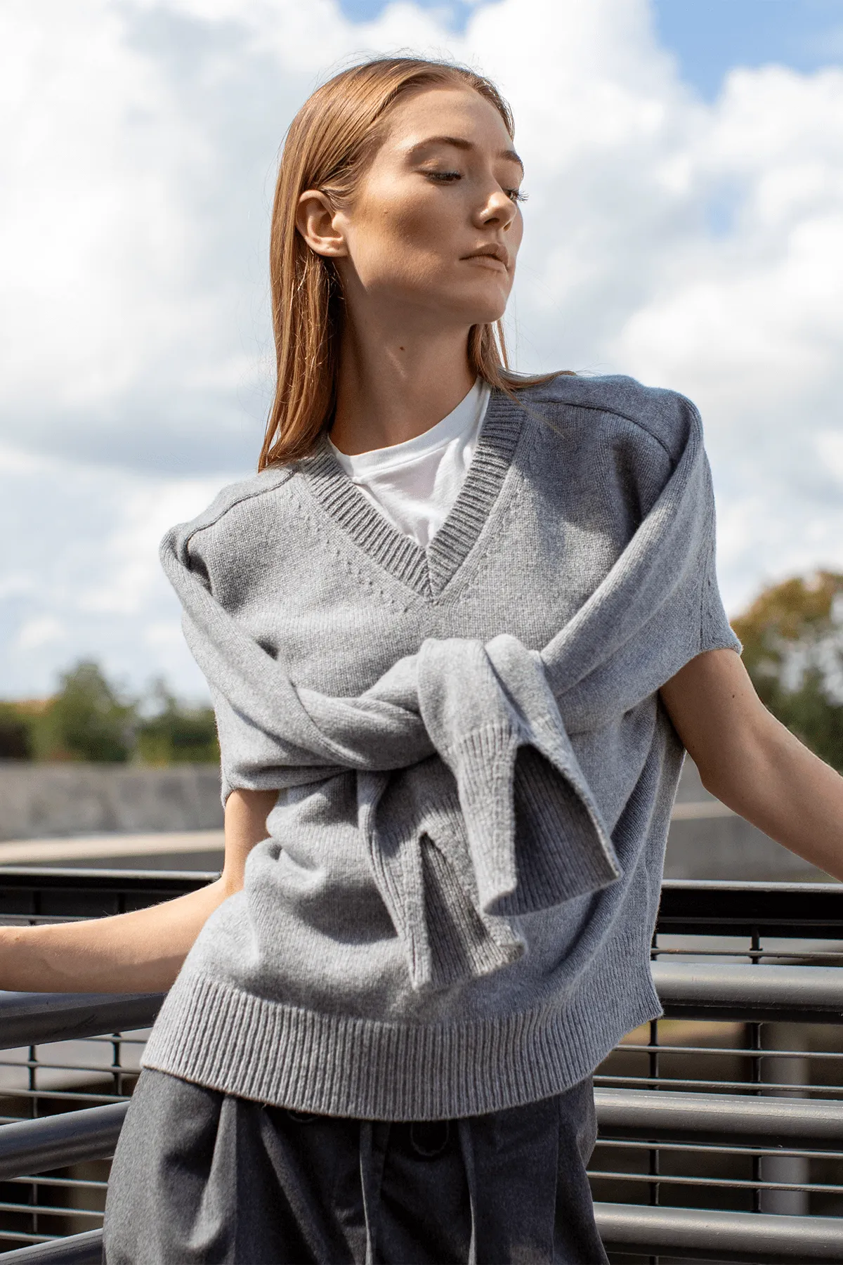 Sleeve Wrap Jumper in Mid Grey Melange sold by Hampden Clothing product image thumbnail 5