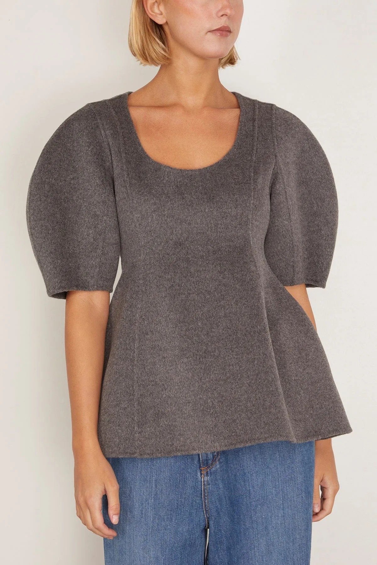 Sculptural Double-Faced Top in Mid Grey Melange sold by Hampden Clothing product image thumbnail 3