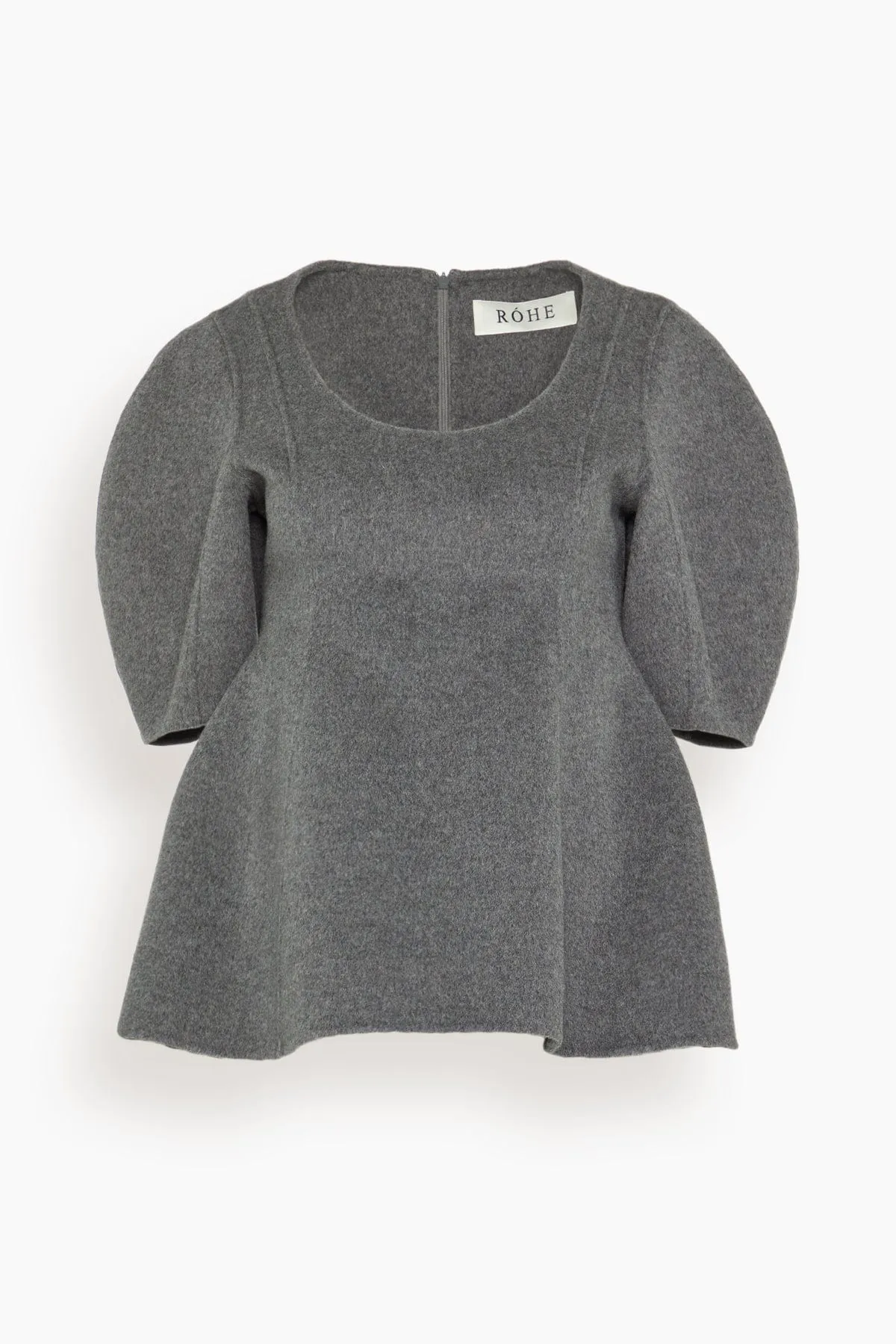 Sculptural Double-Faced Top in Mid Grey Melange sold by Hampden Clothing