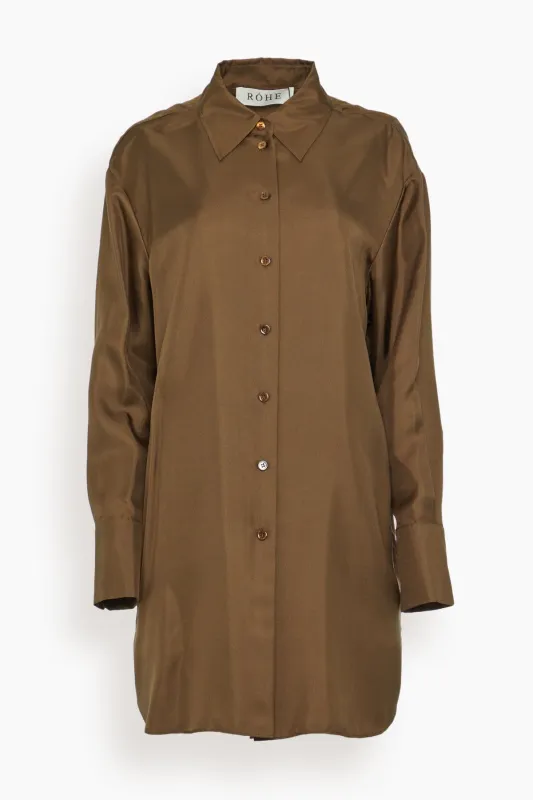 Oversized Silk Shirt in Forest made by Rohe