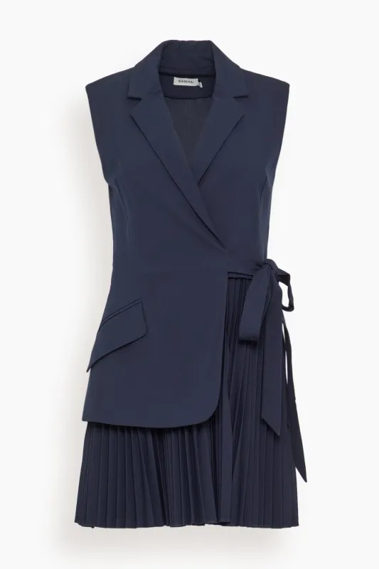 Eman Sleeveless Mini Dress in Midnight sold by Hampden Clothing