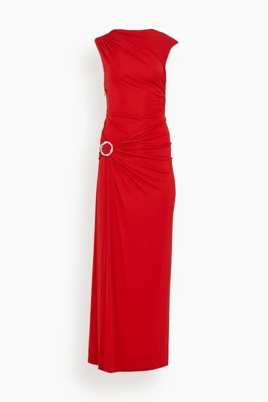 Blaine Sleeveless Gown in Crimson made by Simkhai
