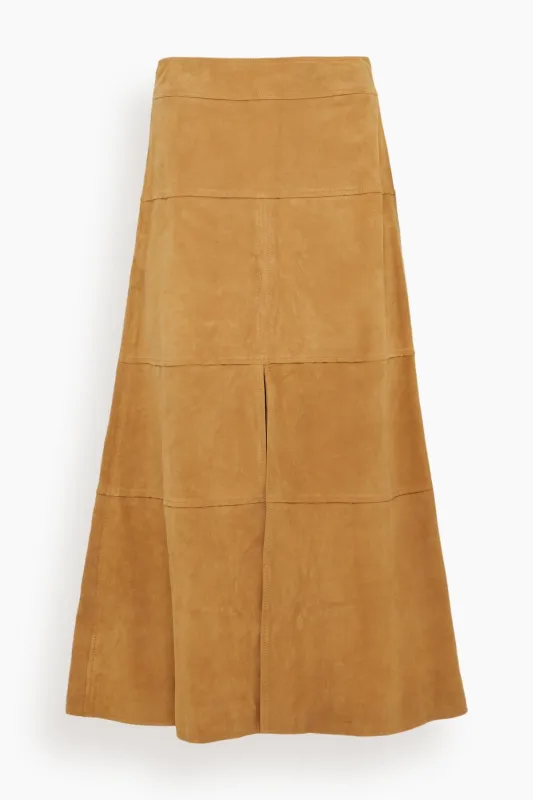 Suede Hudson Skirt in Camel sold by Hampden Clothing