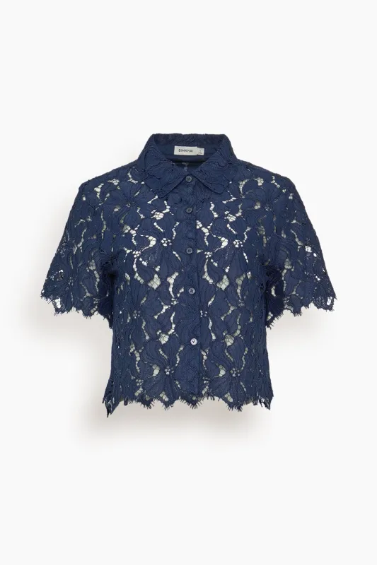 Marjorie Camp Shirt in Midnight made by Simkhai