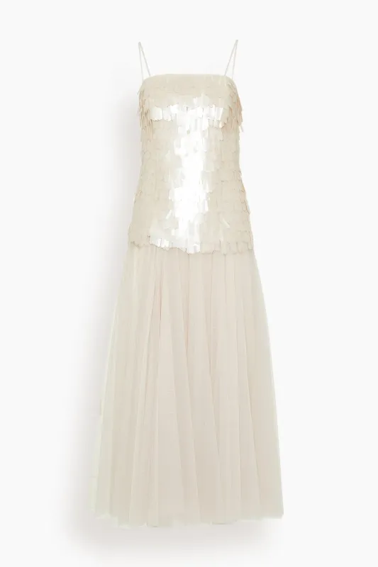 Maxine Bustier Midi Dress in Sand sold by Hampden Clothing