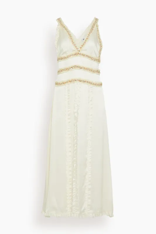 Nola Embellished Silk Dress in Ivory made by Saint Art