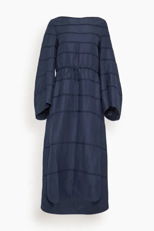 Ribbon Caftan Dress in Navy sold by Hampden Clothing