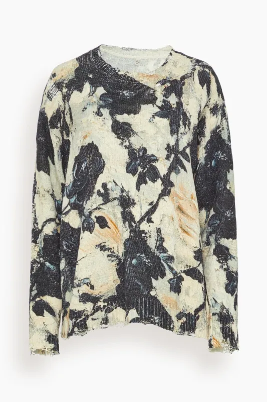 Printed Boyfriend Sweater in Black and Cream Floral sold by Hampden Clothing