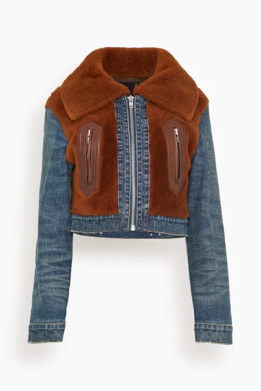 Denim Fur Jacket in Melvin Blue Stretch sold by Hampden Clothing