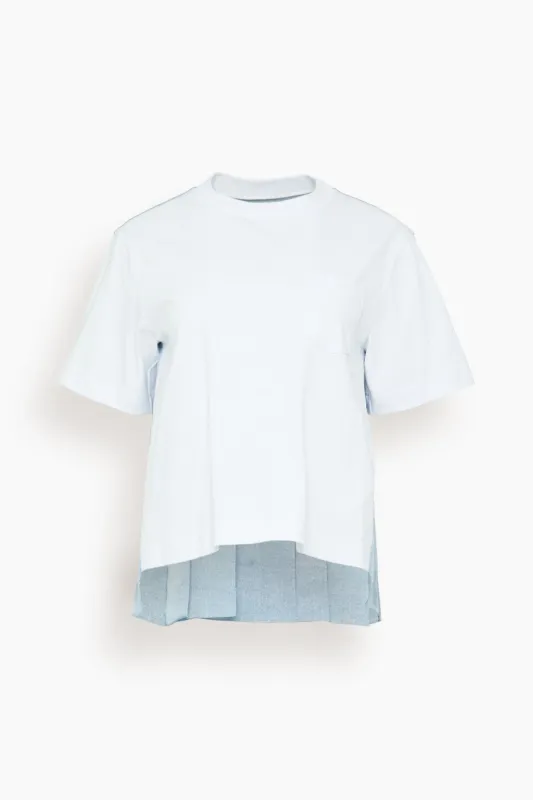 Denim x Cotton Jersey T-Shirt in Off White/Light Blue sold by Hampden Clothing