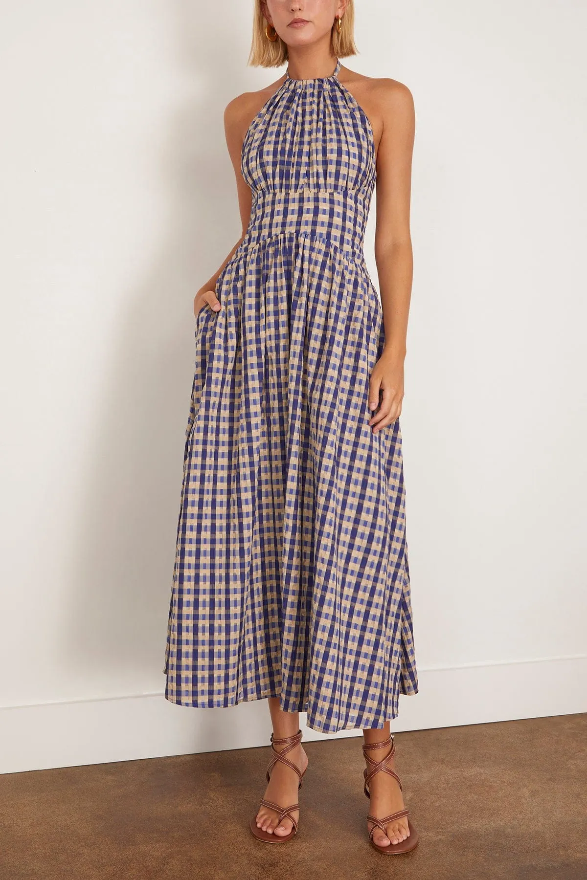 Halter in the Name of Love Dress in Navy Check sold by Hampden Clothing product image thumbnail 3