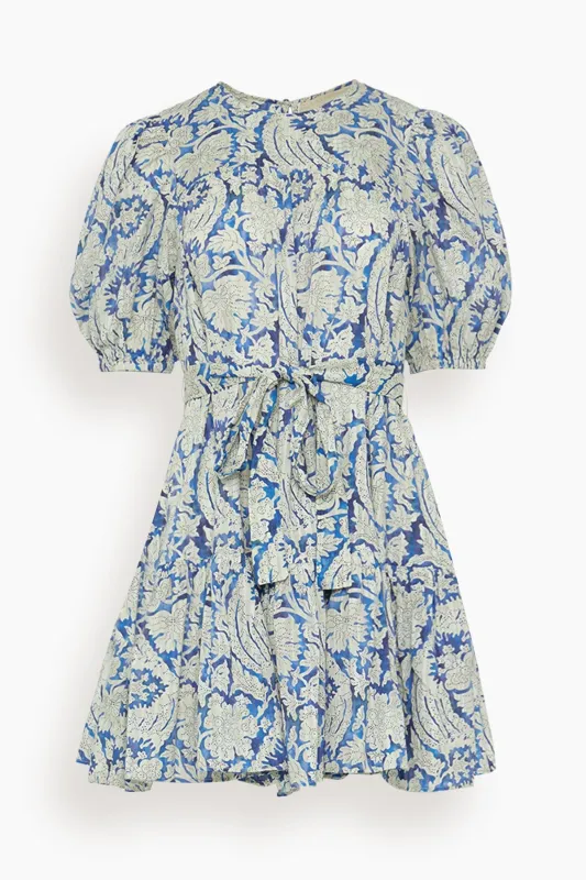 Rosalie Short Sleeve Mini Dress in Ciel sold by Hampden Clothing