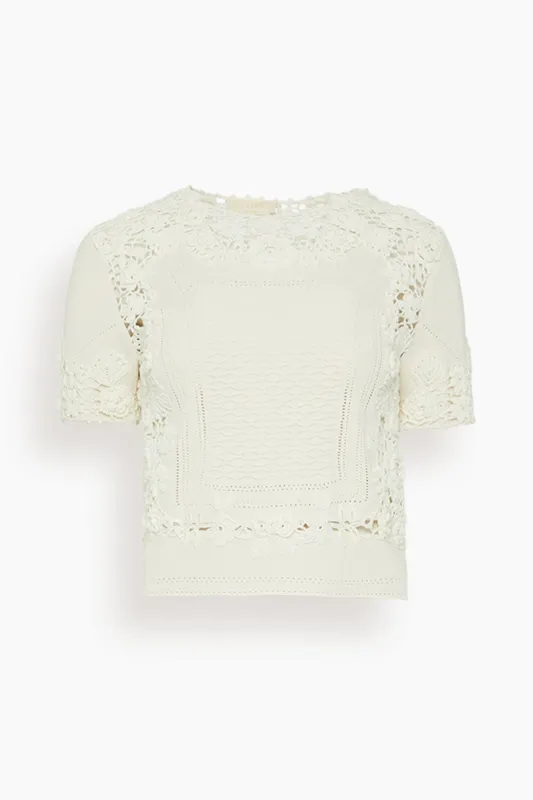 Stella Short Sleeve Knit Top in Pristine made by Ulla Johnson