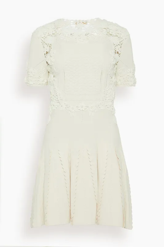 Henrietta Short Sleeve Knit Mini Dress in Pristine sold by Hampden Clothing