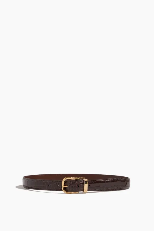 Louise Belt in Dark Brown with Shiny Brass Buckle sold by Hampden Clothing