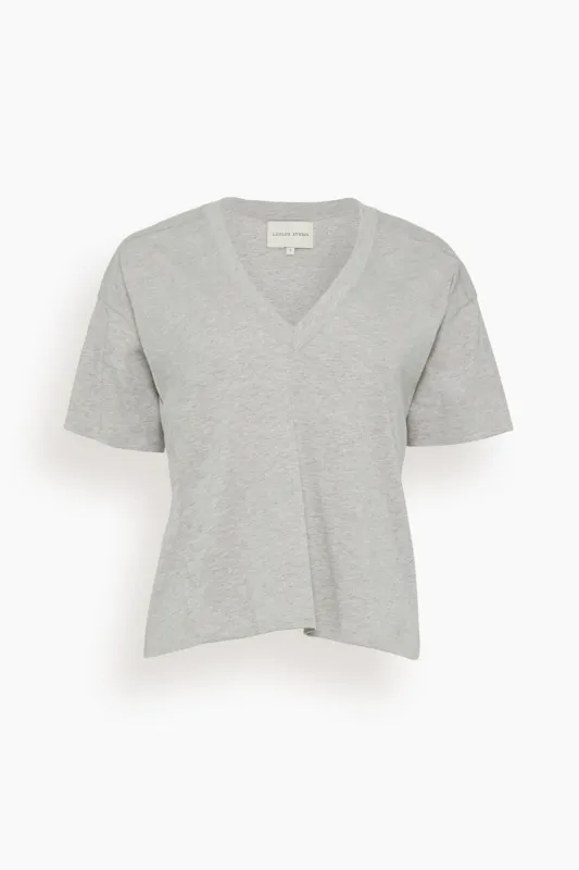 Faaa V-Neck T-Shirt in Grey Melange sold by Hampden Clothing