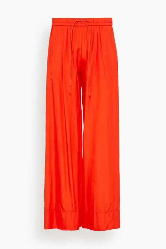 Habotai Silk Drawstring Pants in Papavero sold by Hampden Clothing