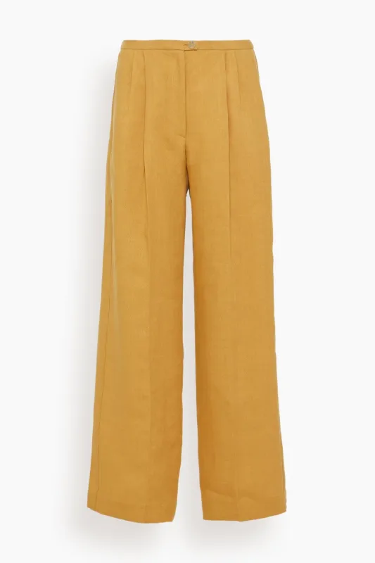 Chic Linen Canvas Darted Pants in Grano sold by Hampden Clothing