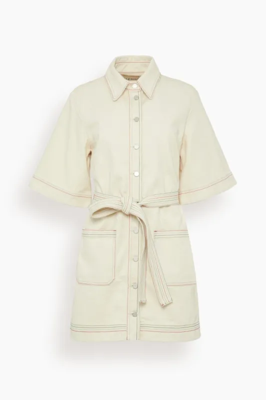 Norma Denim Mini Dress in Cream sold by Hampden Clothing