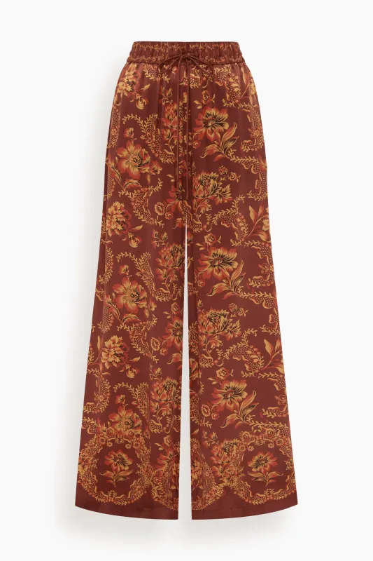 Seraphina Silk Pant in Burgundy sold by Hampden Clothing