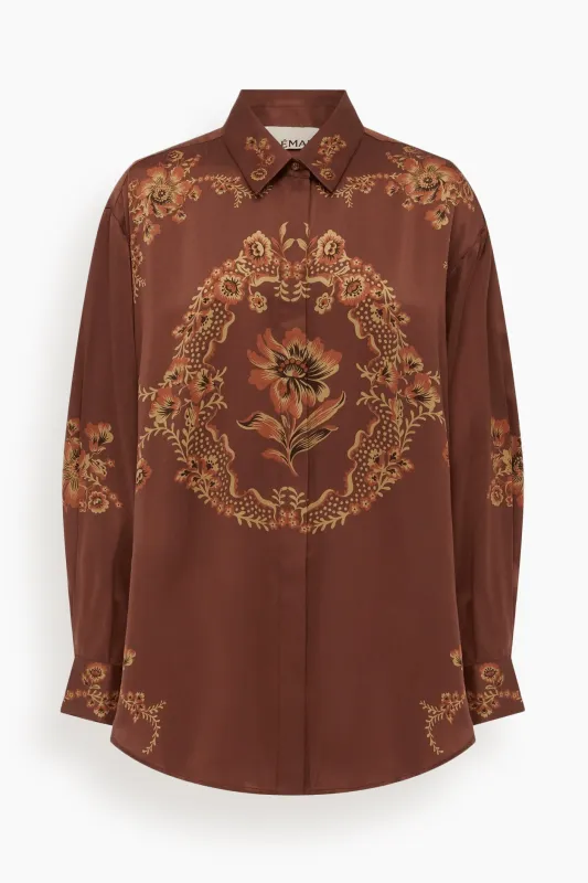 Seraphina Silk Shirt in Burgundy sold by Hampden Clothing