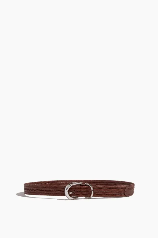 Hollyhock Loom Braided Belt in Mahogany/Silver sold by Hampden Clothing