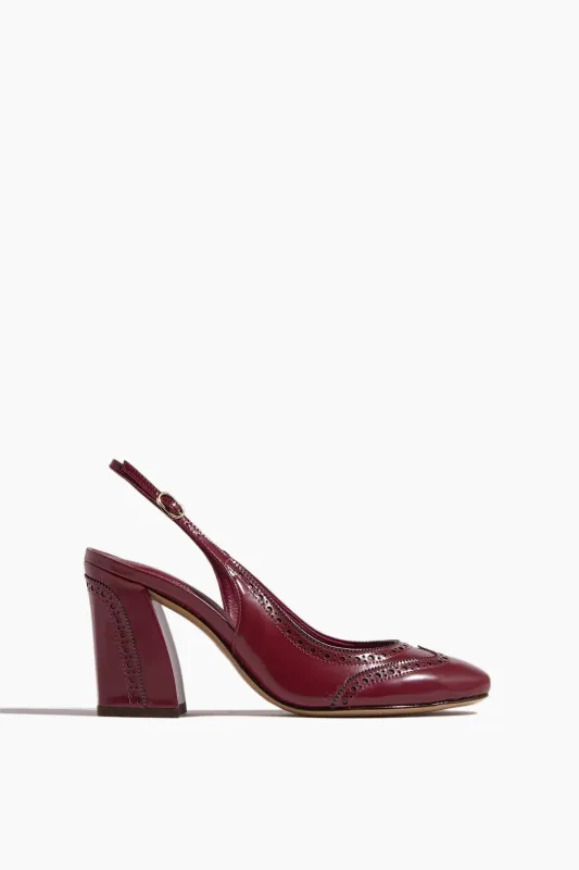 Slingback Brogue Pump 85 in Chili Red sold by Hampden Clothing