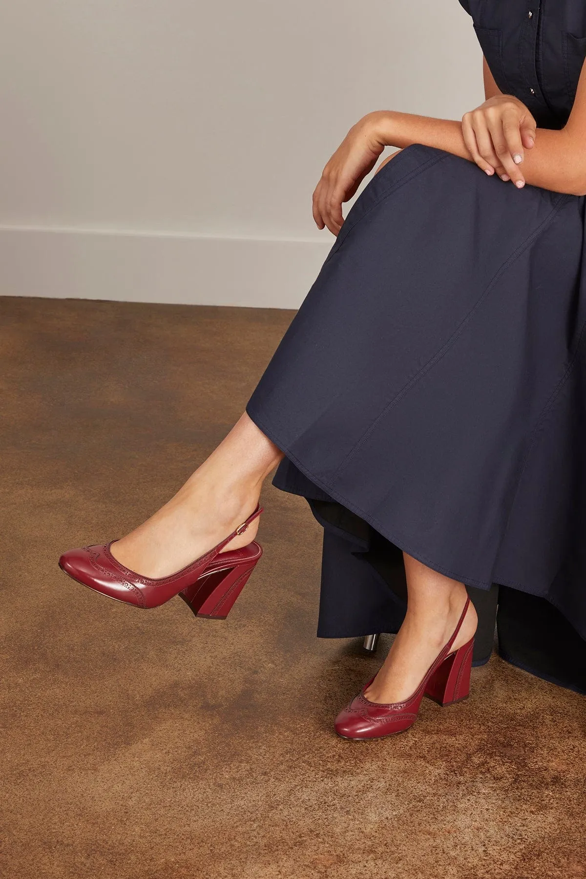 Slingback Brogue Pump 85 in Chili Red sold by Hampden Clothing product image thumbnail 2