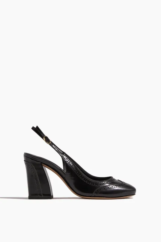 Slingback Brogue Pump 85 in Black sold by Hampden Clothing