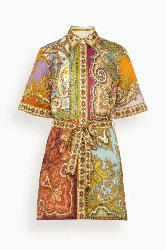 Clemenza Spliced Mini Dress in Multi sold by Hampden Clothing