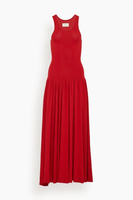 Jada Long Knit Dress in Red made by Hampden Clothing