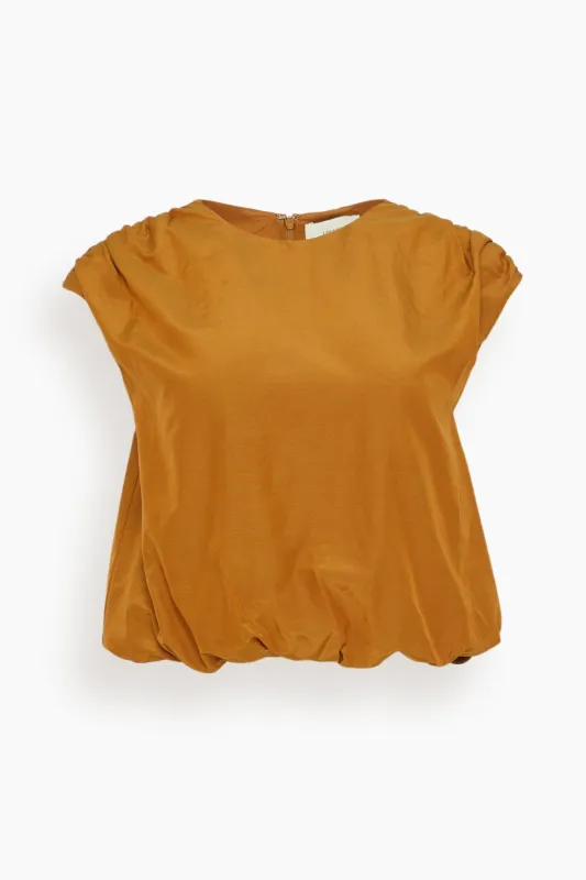 Cosma Gathered Sleeveless Top in Ocher sold by Hampden Clothing