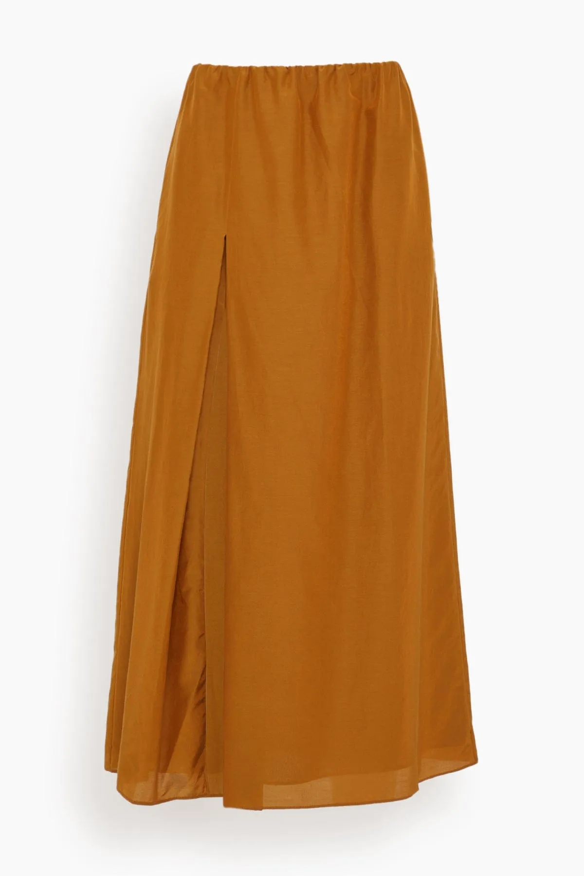Carmen Long Gathered Skirt in Ocher sold by Hampden Clothing