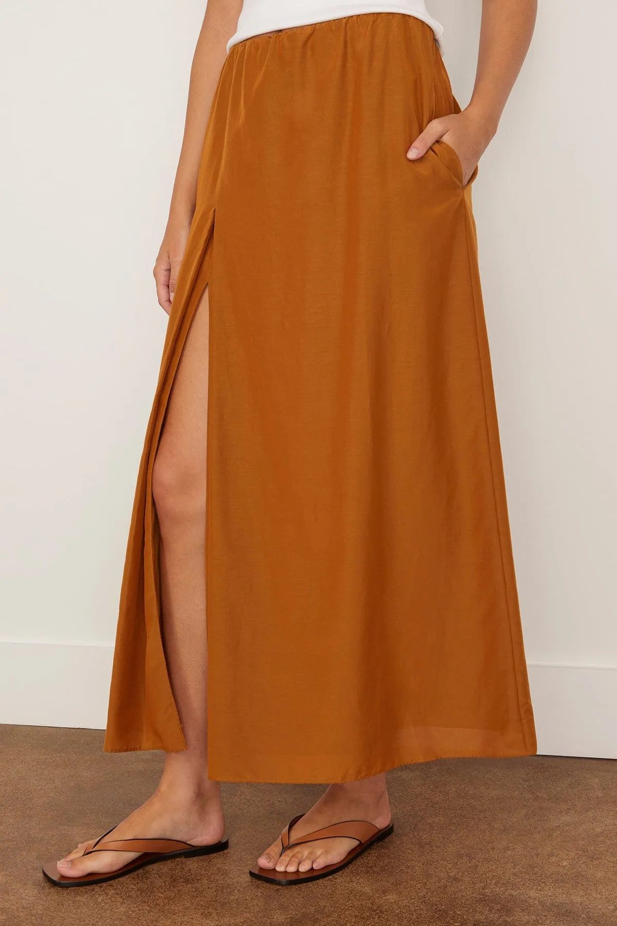 Carmen Long Gathered Skirt in Ocher sold by Hampden Clothing product image thumbnail 3