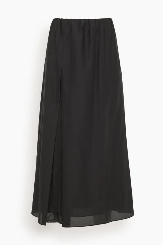 Carmen Long Gathered Skirt in Black made by Hampden Clothing