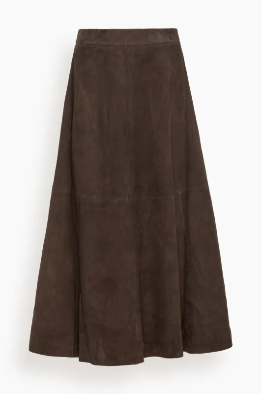 A-Line Suede Skirt in Dark Chocolate sold by Hampden Clothing