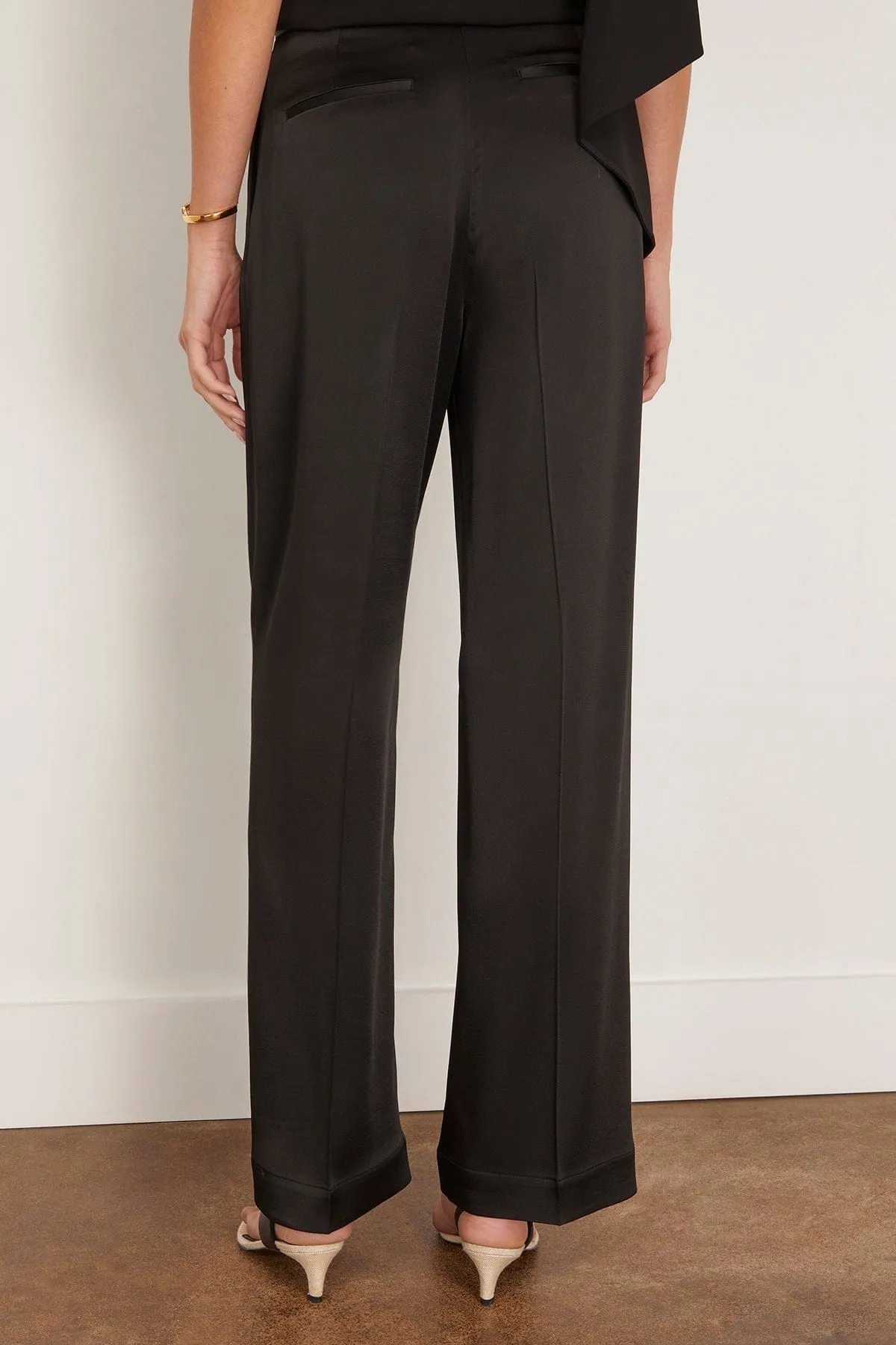Relaxed Drawstring Satin Trousers in Black sold by Hampden Clothing product image thumbnail 4