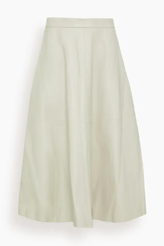 A-line Leather Skirt in Chalk sold by Hampden Clothing
